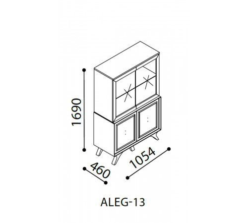 Двухстворчатый шкаф витрина для посуды ALEG-13