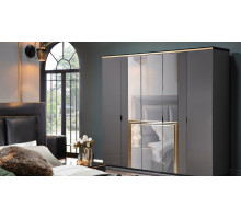 Пятистворчатый распашной шкаф для одежды и белья с зеркалом в спальню Карлино (Carlino) CARL-33