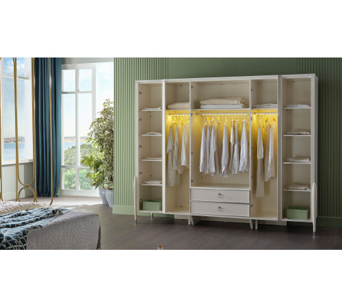 Шестистворчатый шкаф Gravita (Гравита) GRAV-34 слоновая кость