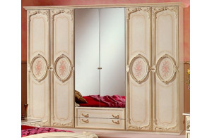 Шестистворчатый шкаф для одежды Роза (беж)
