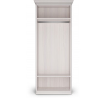 Шкаф 2-х дверный с глухой дверью и зеркальной Неаполь Ясень анкор светлый (патина "серебро")