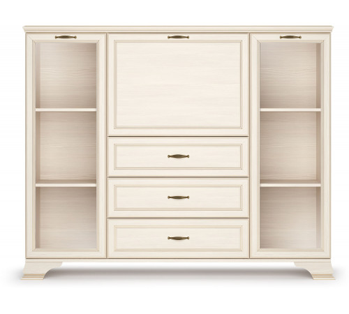 Шкаф низкий 2 стеклодвери "тумба-витрина" Сиена (Бодега Белый)