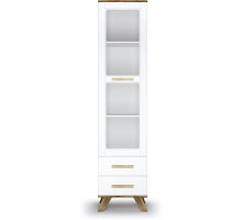 Шкаф-витрина 450 Вега Скандинавия (глянец, белый + дуб каньон)