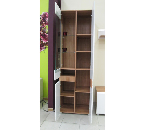 Двухстворчатый шкаф витрина для посуды в гостиную Леонардо МН-026-01 белый правый