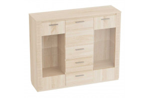 Широкий комод с баром для гостиной Элана, цвет Бодега белая