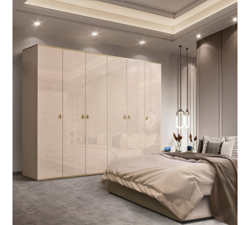 Шестистворчатый шкаф для одежды  Rimini РМШ2/6 (латте)