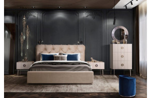 Двуспальная кровать с подъемным механизмом BOGEMIA (жемчуг)