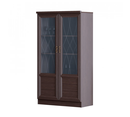Шкаф витрина комбинированный для гостиной Лира 44 темный